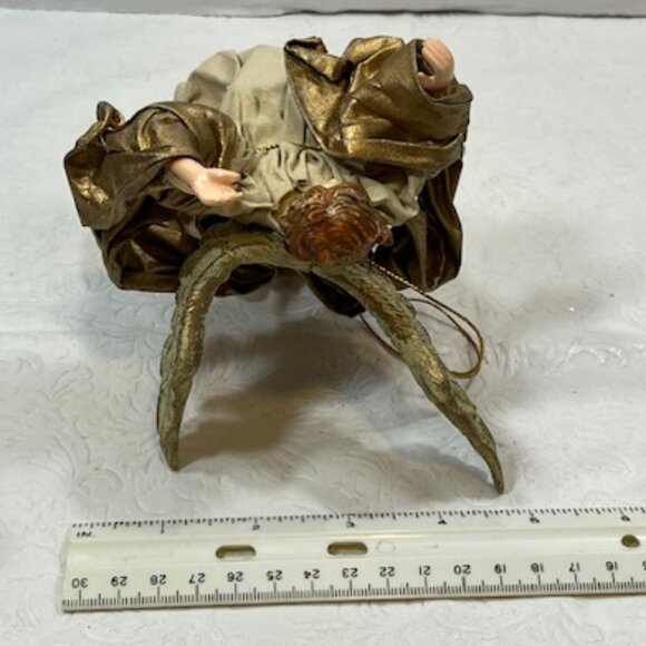 VTG Red Haired Guardian Angel Beige Gown Hanging Holiday Christmas Ornament 6" - Picture 7 of 11